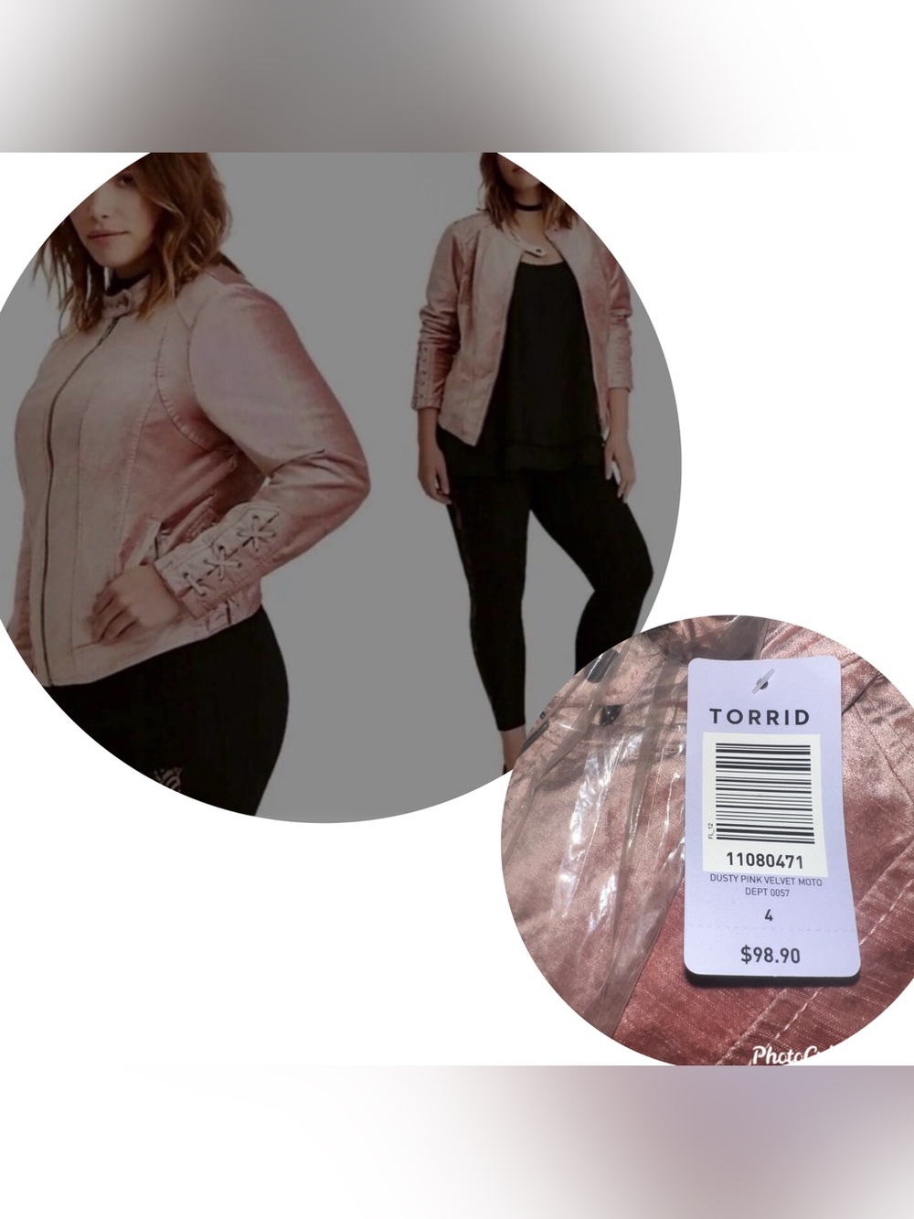 Torrid Dusty Pink Velvet Moto Jacket Size 4